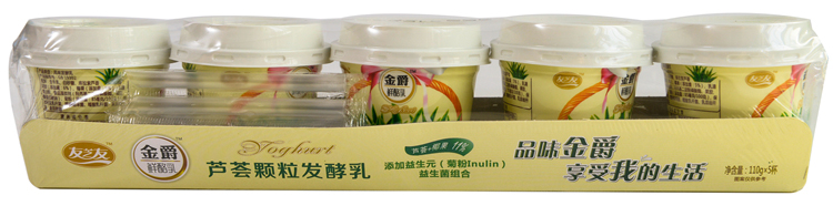 【天顺园店】友芝友金爵鲜酪乳芦荟果粒酸牛奶110g*5(编码:229436)