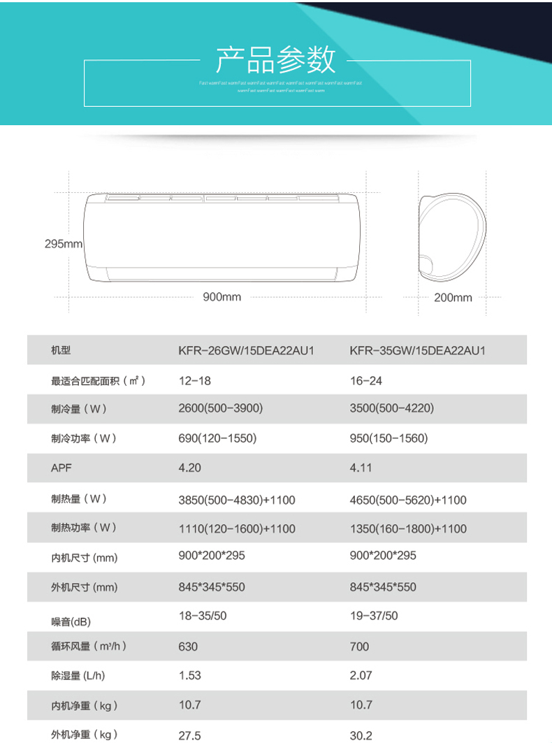 haier/海尔 kfr-35gw/15dea22au1 变频空调挂机大1.5匹