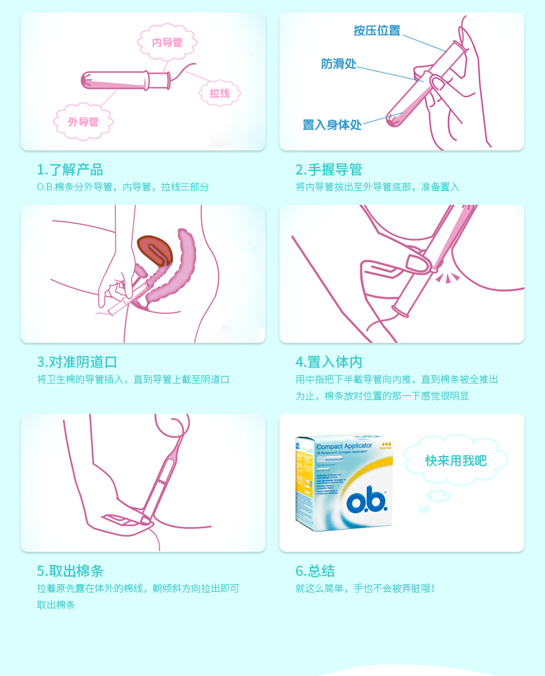 【德国直邮】ob 导管置入卫生巾 导管式卫生棉条 内置