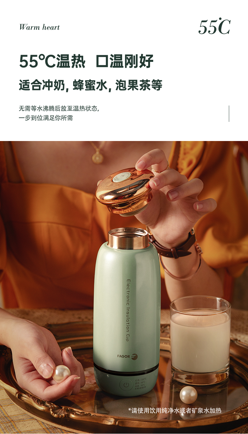 fagor法格便携式电热水杯保温旅行迷你养生杯tk350