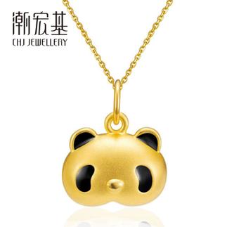 潮宏基 熊猫熙熙ChiChi（无蝴蝶结） 3D硬金 黄金/足金吊坠（大版）