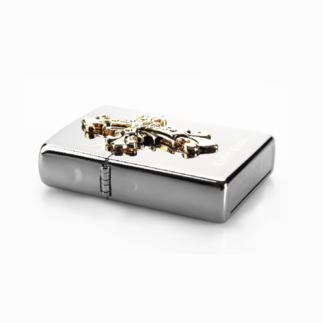 zippo 黑冰镶钻圣天使十字架s.t.c emb