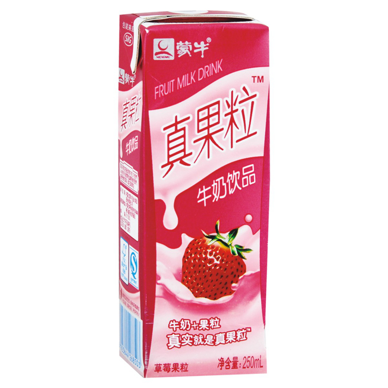 天顺园店蒙牛真果粒草莓牛奶饮品250ml编码210665