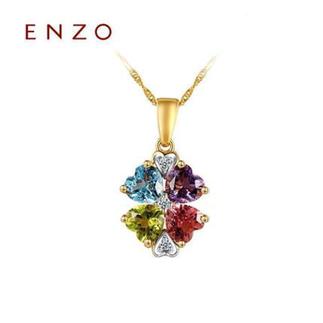 ENZO  18K金彩虹碧玺托帕石紫晶橄榄石彩色宝石吊坠（不含链）  