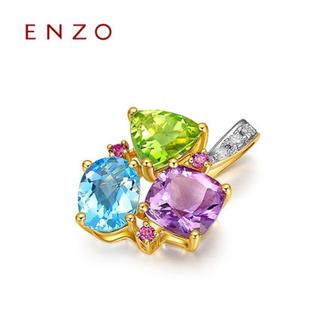 ENZO   18K金镶嵌托帕石橄榄石红碧玺彩色宝石吊坠（不含链）