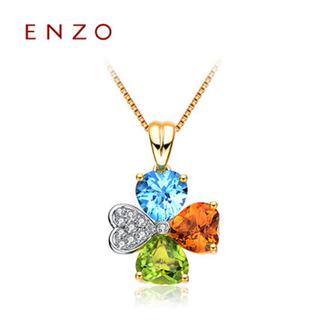 ENZO  18K金橄榄石黄晶托帕石钻石天然彩宝吊坠（不含链）