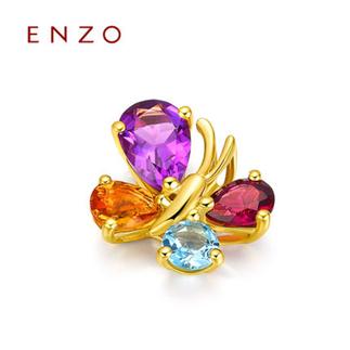 ENZO   18K黄金托帕石石榴石蝴蝶彩色宝石吊坠（不含链）