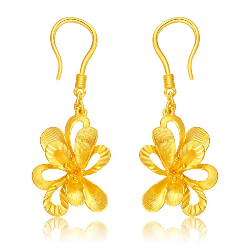 花朵美丽黄金足金耳环