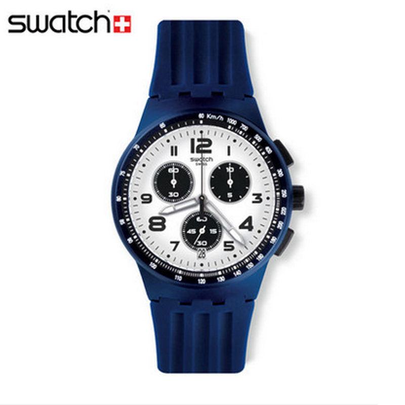 斯沃琪swatch手表2015三眼计时石英男女表旅行伴侣susn408