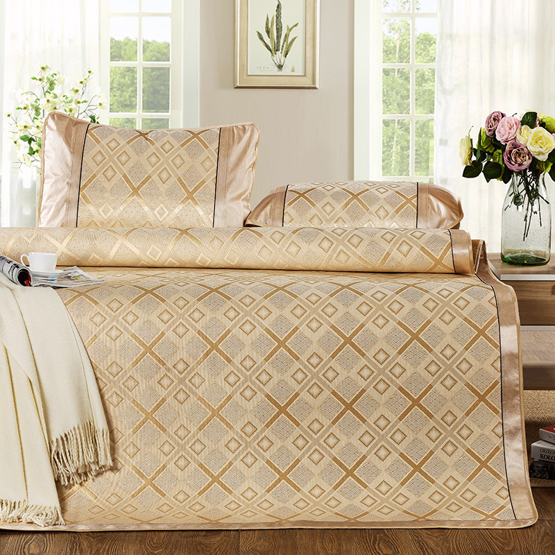 帛典夏日新品冰岛丝印花冰丝席空调席子凉席三件套凉而不冰