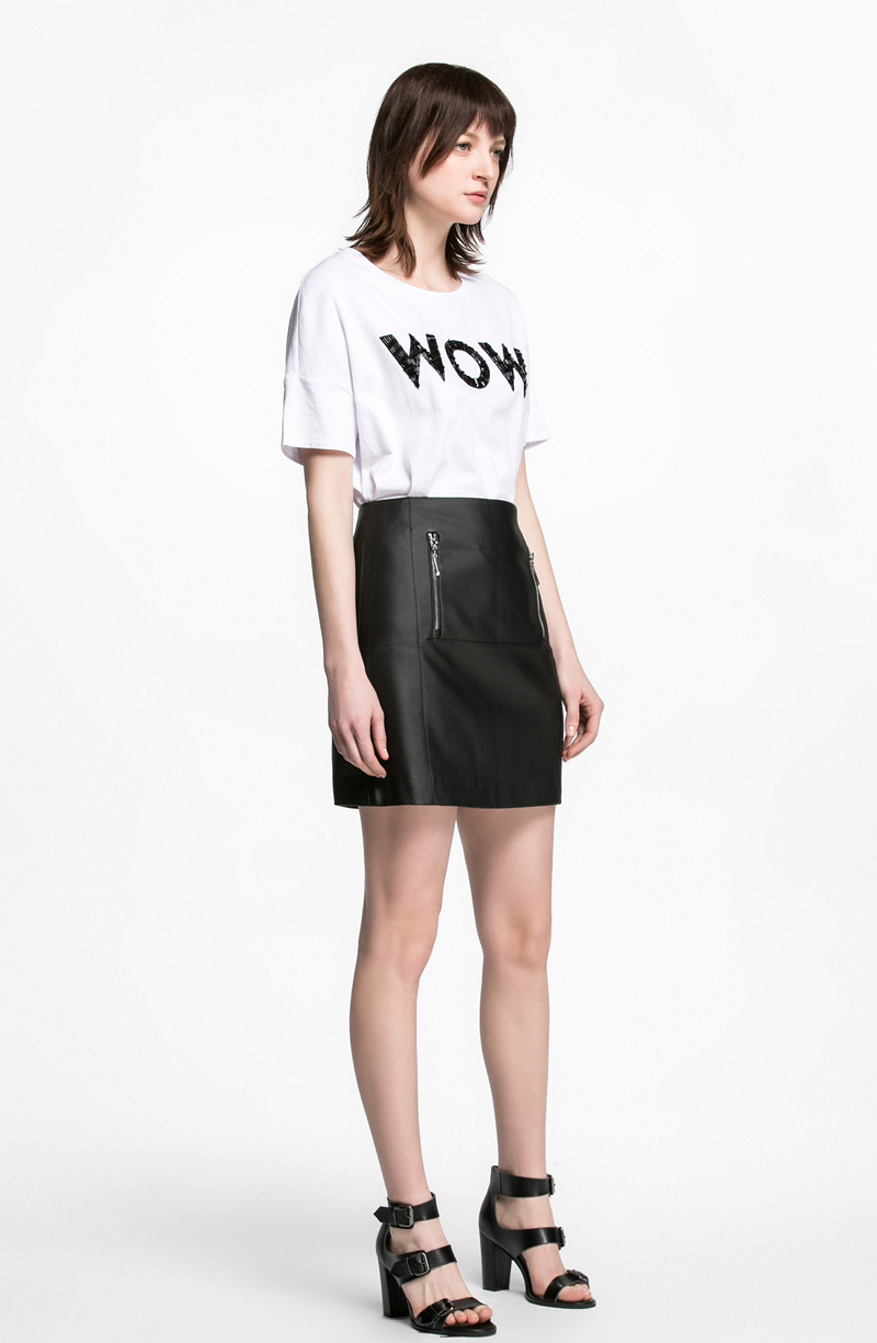 veromoda 新品时尚简约纯色手工钉珠t恤316201074024