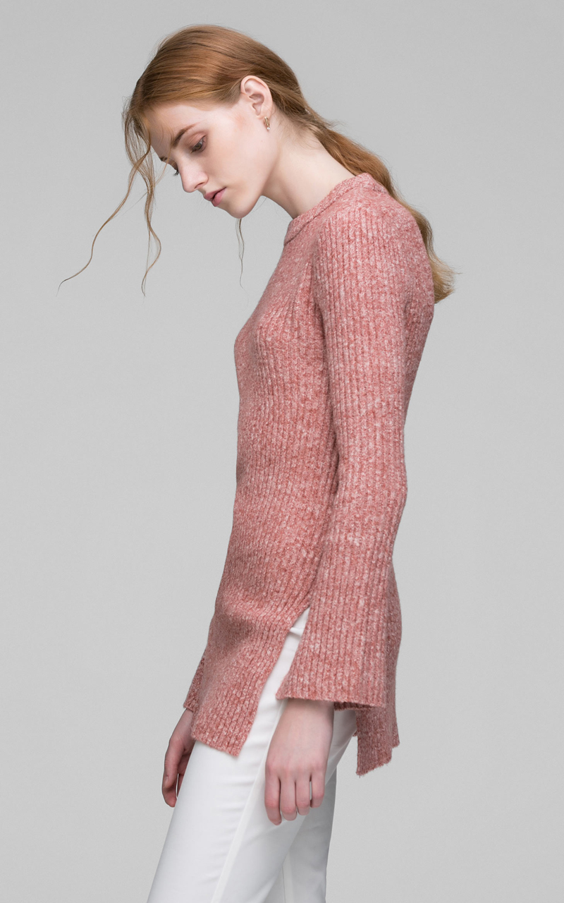 veromoda 侧摆开叉修身长袖超弹长款棉织针织衫316324534064