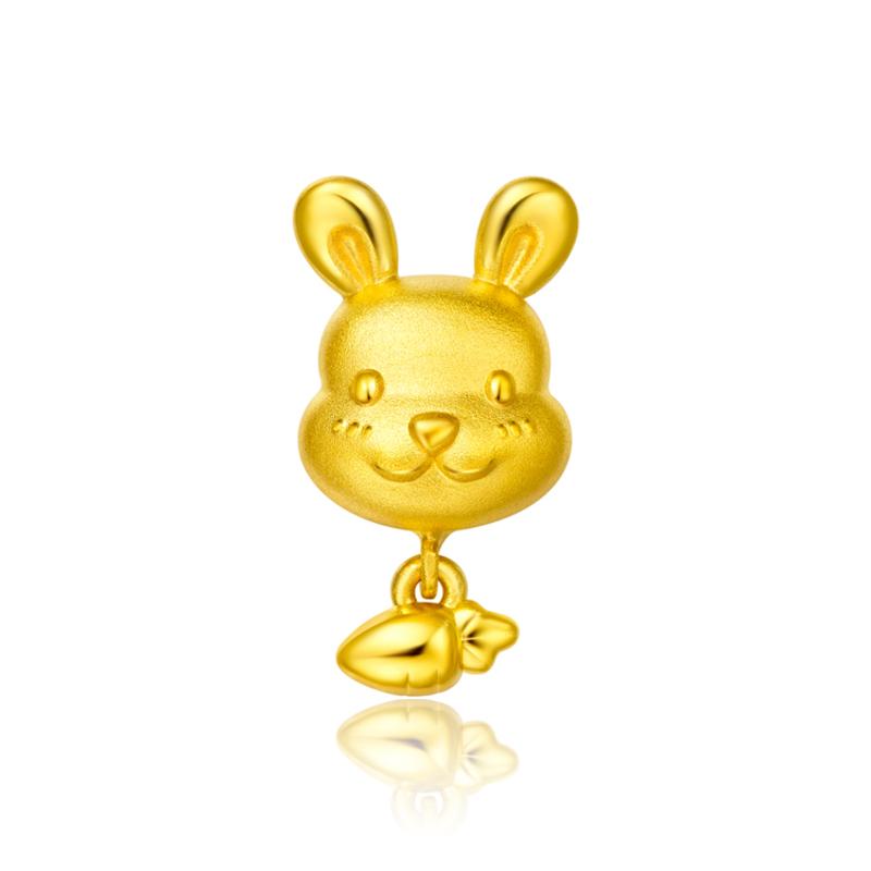 follow生肖兔转运珠足金黄金吊坠