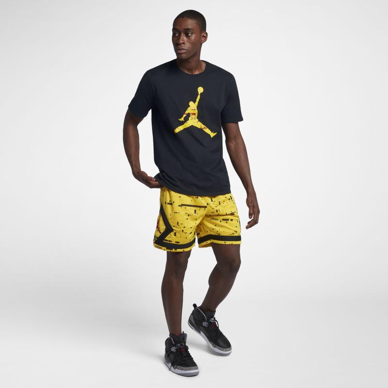 nike air jordan 黄色logo飞人潮流运动休闲篮球短袖aq0693-010