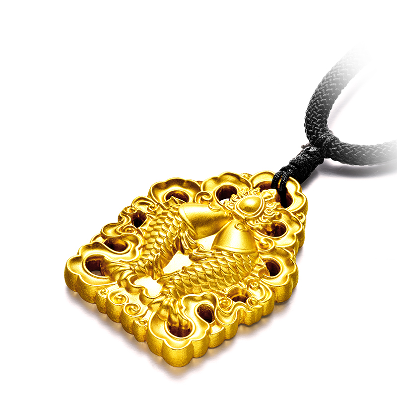 周大福荟馆 故宫吉祥金系列**吉祥宝鱼足金吊坠