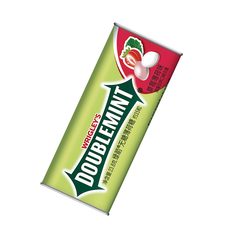 超级生活馆绿箭无糖薄荷糖草莓薄荷味约35粒238g盒编码618740