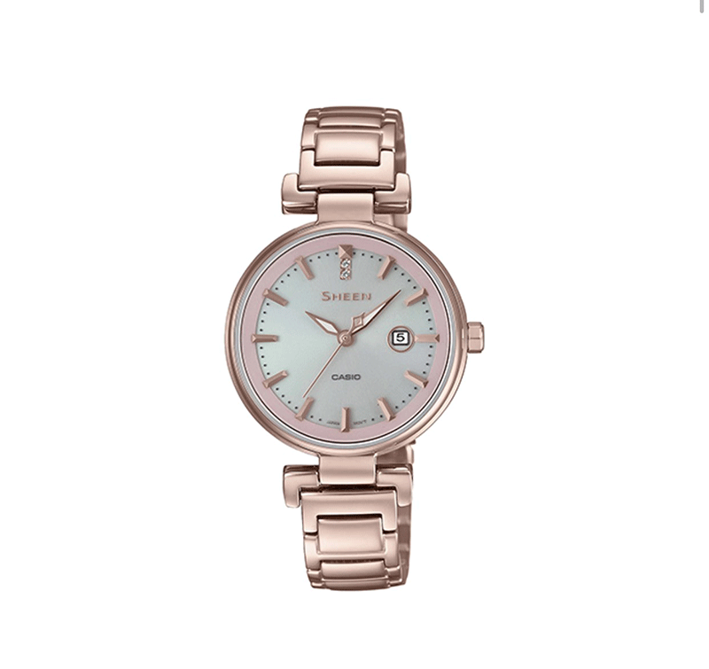 预售casio卡西欧手表女sheen人造蓝宝石太阳能时尚休闲女表shs4524cg4