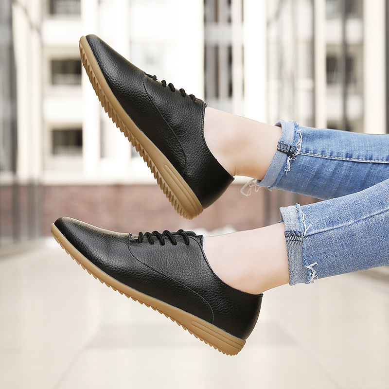 卡狮品女鞋皮鞋休闲鞋商务牛皮鞋女士板鞋正装职业潮流时尚舒适透气