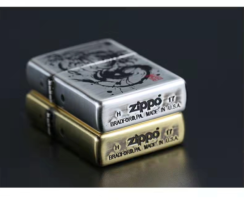 zippo 美國zippo防風打火機墨繪龍銅/銀zbt-2-68a/b