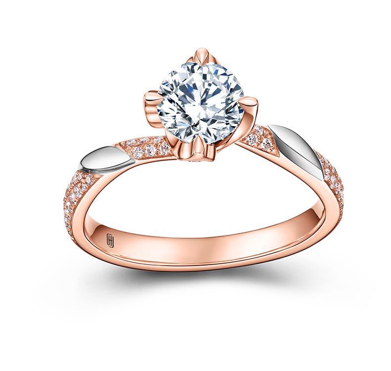 潮宏基丘比特花颂系列18k金钻石戒指