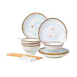 顺祥 陶瓷 釉下彩 食来运转陶瓷碗盘餐具套装20头 碗碟盘子餐具厨房用品