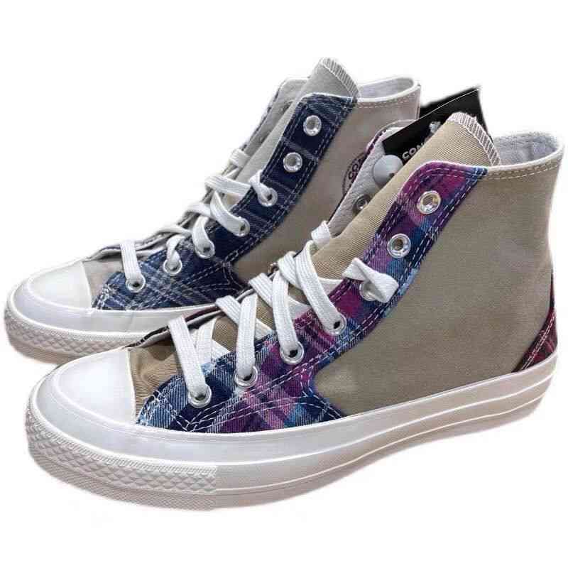 converse匡威新品1970s格子个性鸳鸯配色情侣款高帮帆布鞋169834c